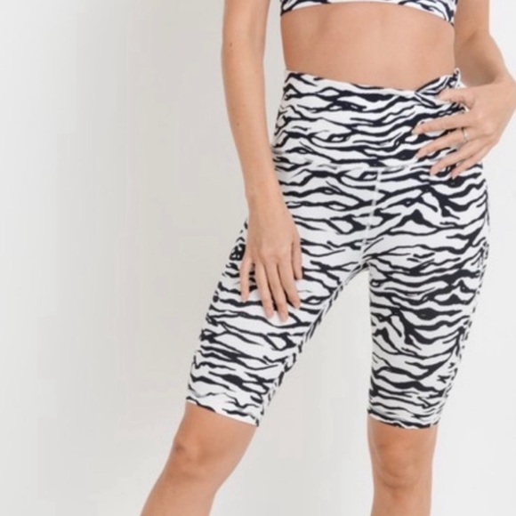 Mono B Pants - LAST CALL Zebra Printed Workout Biker Shorts